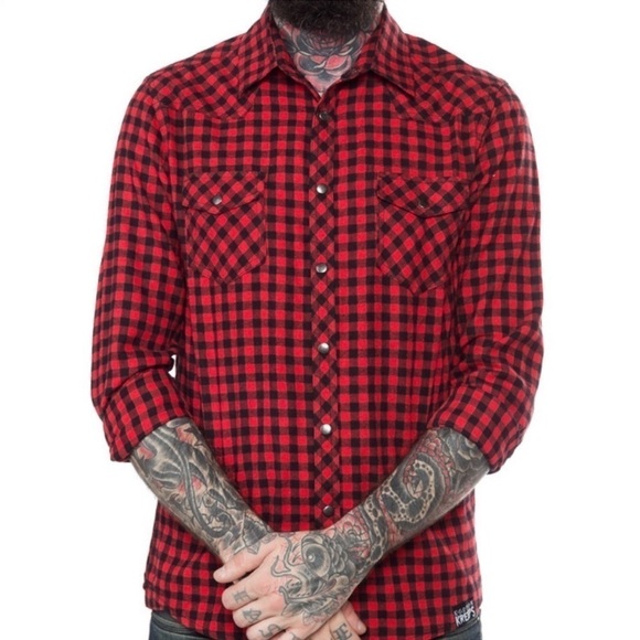 Kustom Kreeps Flannel Button down Shirt Size XXL - Picture 2 of 11